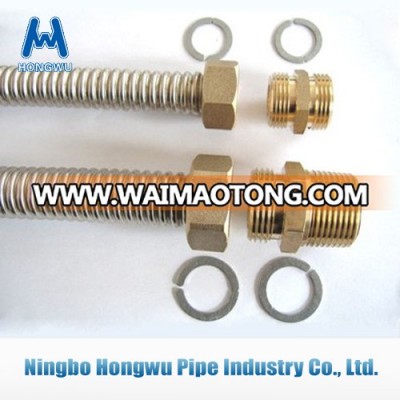 304 stainless flexible corrugated hose with brass nut